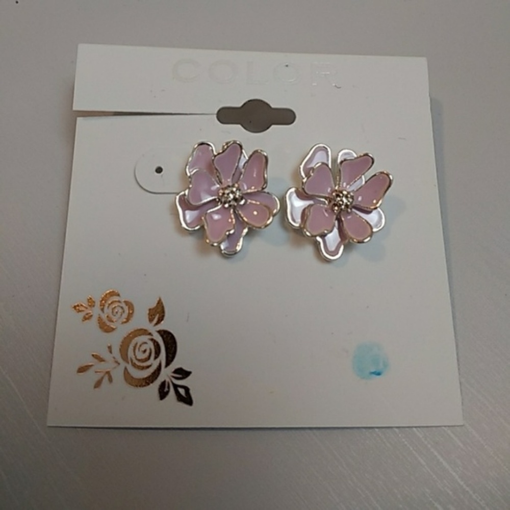 Flower Shaped Earrings - Light Purple
